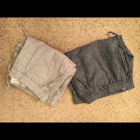 Linen/Cotton blend wide leg pants w/ drawstring - Picture 2 of 4